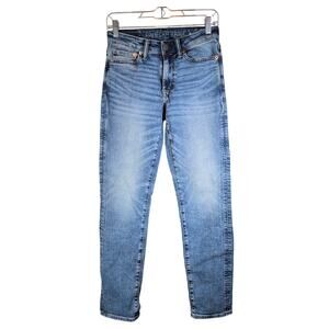 American Eagle Airflex Slim 26X30 Med Wash Wiskered Jeans Normcore School Casual